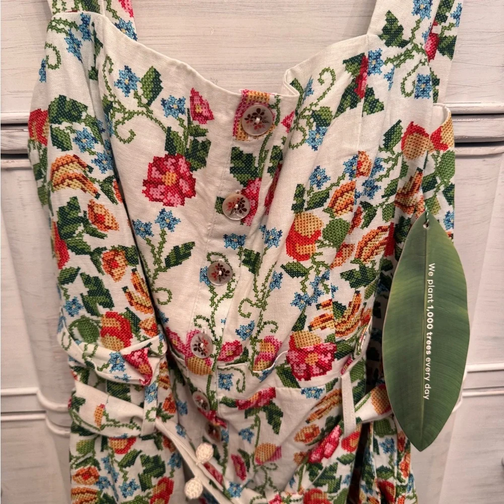 FARM Rio Tropical Romance Off White Romper NWT - Picture 7 of 9